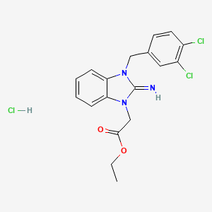 molecular formula C18H18Cl3N3O2 B4026073 ethyl [3-(3,4-dichlorobenzyl)-2-imino-2,3-dihydro-1H-benzimidazol-1-yl]acetate hydrochloride 