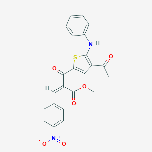 molecular formula C24H20N2O6S B402613 ethyl 2-[(4-acetyl-5-anilino-2-thienyl)carbonyl]-3-{4-nitrophenyl}acrylate 