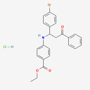molecular formula C24H23BrClNO3 B4026186 Ethyl 4-[[1-(4-bromophenyl)-3-oxo-3-phenylpropyl]amino]benzoate;hydrochloride 