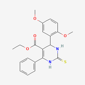 molecular formula C21H22N2O4S B4026210 Ethyl 6-(2,5-dimethoxyphenyl)-4-phenyl-2-sulfanyl-1,6-dihydropyrimidine-5-carboxylate 