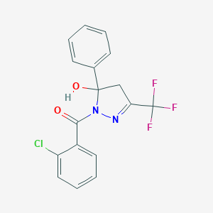 1-[(2-chlorophenyl)carbonyl]-5-phenyl-3-(trifluoromethyl)-4,5-dihydro-1H-pyrazol-5-ol