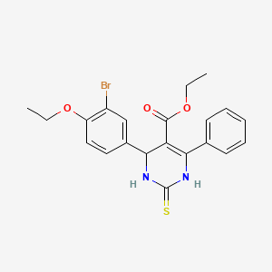 molecular formula C21H21BrN2O3S B4026283 Ethyl 6-(3-bromo-4-ethoxyphenyl)-4-phenyl-2-sulfanyl-1,6-dihydropyrimidine-5-carboxylate 