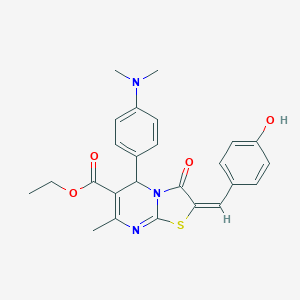 molecular formula C25H25N3O4S B402635 ethyl 5-[4-(dimethylamino)phenyl]-2-(4-hydroxybenzylidene)-7-methyl-3-oxo-2,3-dihydro-5H-[1,3]thiazolo[3,2-a]pyrimidine-6-carboxylate 