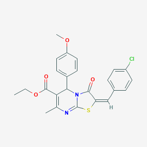 ethyl (2E)-2-[(4-chlorophenyl)methylidene]-5-(4-methoxyphenyl)-7-methyl-3-oxo-5H-[1,3]thiazolo[3,2-a]pyrimidine-6-carboxylate