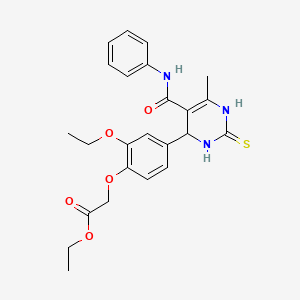 molecular formula C24H27N3O5S B4026706 Ethyl {2-ethoxy-4-[6-methyl-5-(phenylcarbamoyl)-2-sulfanyl-3,4-dihydropyrimidin-4-yl]phenoxy}acetate 