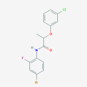 molecular formula C15H12BrClFNO2 B4026787 N-(4-bromo-2-fluorophenyl)-2-(3-chlorophenoxy)propanamide 