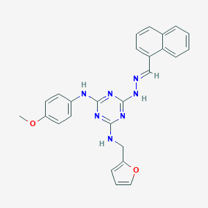 molecular formula C26H23N7O2 B402705 1-Naphthaldehyde [4-[(2-furylmethyl)amino]-6-(4-methoxyanilino)-1,3,5-triazin-2-yl]hydrazone 