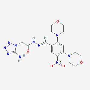 molecular formula C18H24N10O5 B402708 2-(5-amino-1H-tetraazol-1-yl)-N'-[5-nitro-2,4-di(4-morpholinyl)benzylidene]acetohydrazide 
