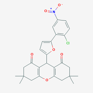 molecular formula C27H26ClNO6 B402710 9-(5-{2-chloro-5-nitrophenyl}-2-furyl)-3,3,6,6-tetramethyl-3,4,5,6,7,9-hexahydro-1H-xanthene-1,8(2H)-dione 
