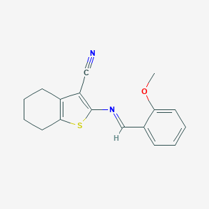 molecular formula C17H16N2OS B402712 2-[(2-Methoxybenzylidene)amino]-4,5,6,7-tetrahydro-1-benzothiophene-3-carbonitrile 