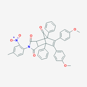 molecular formula C42H32N2O7 B402717 4-{2-Nitro-4-methylphenyl}-8,9-bis(4-methoxyphenyl)-1,7-diphenyl-4-azatricyclo[5.2.1.0~2,6~]dec-8-ene-3,5,10-trione 