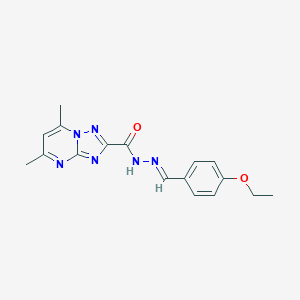 molecular formula C17H18N6O2 B402730 N'-(4-ethoxybenzylidene)-5,7-dimethyl[1,2,4]triazolo[1,5-a]pyrimidine-2-carbohydrazide 