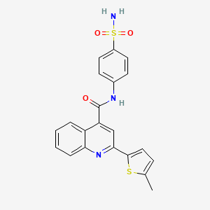 molecular formula C21H17N3O3S2 B4027329 N-[4-(aminosulfonyl)phenyl]-2-(5-methyl-2-thienyl)-4-quinolinecarboxamide 