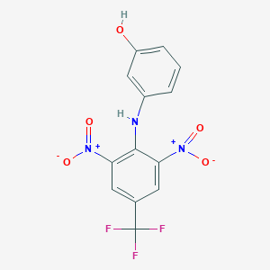 molecular formula C13H8F3N3O5 B402733 3-[2,6-Bisnitro-4-(trifluoromethyl)anilino]phenol 
