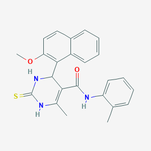 molecular formula C24H23N3O2S B402737 4-(2-methoxynaphthalen-1-yl)-6-methyl-N-(2-methylphenyl)-2-sulfanylidene-3,4-dihydro-1H-pyrimidine-5-carboxamide CAS No. 312735-08-3