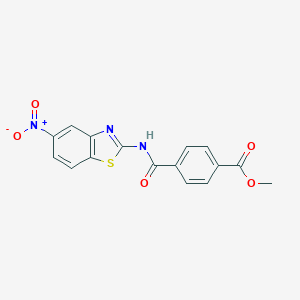 molecular formula C16H11N3O5S B402744 Methyl 4-((5-nitrobenzo[d]thiazol-2-yl)carbamoyl)benzoate CAS No. 314033-44-8
