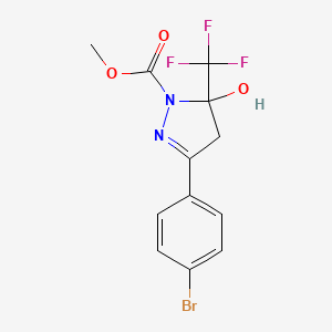 molecular formula C12H10BrF3N2O3 B4027447 methyl 3-(4-bromophenyl)-5-hydroxy-5-(trifluoromethyl)-4,5-dihydro-1H-pyrazole-1-carboxylate 