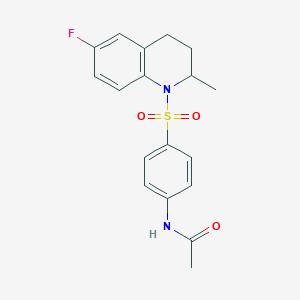 molecular formula C18H19FN2O3S B4027638 N-{4-[(6-fluoro-2-methyl-3,4-dihydro-1(2H)-quinolinyl)sulfonyl]phenyl}acetamide 