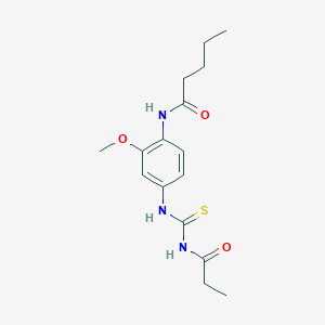molecular formula C16H23N3O3S B4027689 N-(2-methoxy-4-{[(propionylamino)carbonothioyl]amino}phenyl)pentanamide 