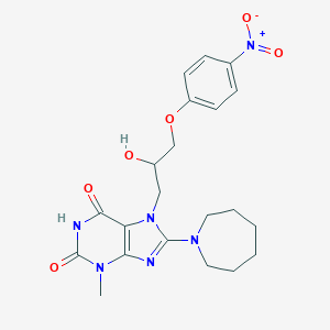 molecular formula C21H26N6O6 B402777 8-(Azepan-1-yl)-7-[2-hydroxy-3-(4-nitrophenoxy)propyl]-3-methylpurine-2,6-dione 