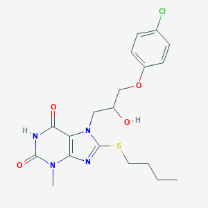 molecular formula C19H23ClN4O4S B402781 8-(butylsulfanyl)-7-[3-(4-chlorophenoxy)-2-hydroxypropyl]-3-methyl-3,7-dihydro-1H-purine-2,6-dione CAS No. 331675-36-6