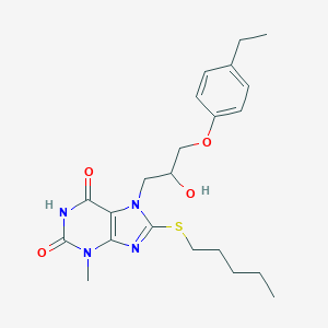 molecular formula C22H30N4O4S B402782 7-[3-(4-ethylphenoxy)-2-hydroxypropyl]-3-methyl-8-(pentylsulfanyl)-3,7-dihydro-1H-purine-2,6-dione CAS No. 370070-82-9