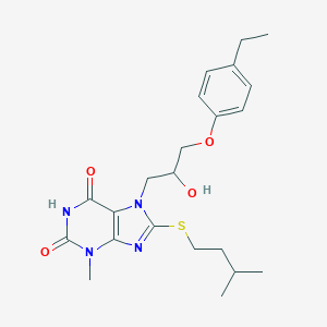 molecular formula C22H30N4O4S B402783 7-[3-(4-Ethylphenoxy)-2-hydroxypropyl]-3-methyl-8-(3-methylbutylsulfanyl)purine-2,6-dione CAS No. 331675-46-8