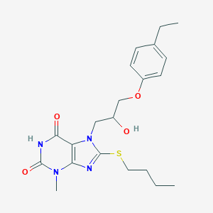 molecular formula C21H28N4O4S B402784 8-(butylsulfanyl)-7-[3-(4-ethylphenoxy)-2-hydroxypropyl]-3-methyl-3,7-dihydro-1H-purine-2,6-dione CAS No. 331675-45-7