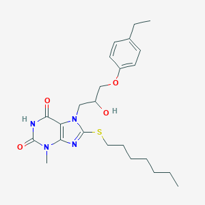 molecular formula C24H34N4O4S B402786 7-[3-(4-ethylphenoxy)-2-hydroxypropyl]-8-(heptylsulfanyl)-3-methyl-3,7-dihydro-1H-purine-2,6-dione CAS No. 327167-96-4