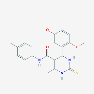 molecular formula C21H23N3O3S B402791 4-(2,5-dimethoxyphenyl)-6-methyl-N-(4-methylphenyl)-2-thioxo-1,2,3,4-tetrahydro-5-pyrimidinecarboxamide 