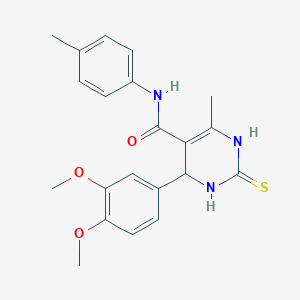 molecular formula C21H23N3O3S B402794 4-[3,4-bis(methyloxy)phenyl]-6-methyl-N-(4-methylphenyl)-2-thioxo-1,2,3,4-tetrahydropyrimidine-5-carboxamide 
