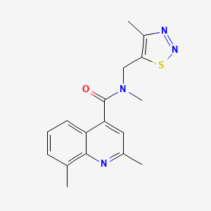 molecular formula C17H18N4OS B4028204 N,2,8-trimethyl-N-[(4-methyl-1,2,3-thiadiazol-5-yl)methyl]quinoline-4-carboxamide 
