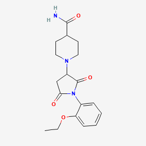 molecular formula C18H23N3O4 B4028334 1-[1-(2-Ethoxyphenyl)-2,5-dioxopyrrolidin-3-yl]piperidine-4-carboxamide 