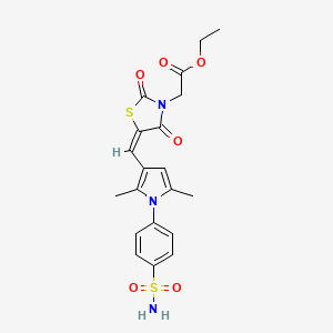 molecular formula C20H21N3O6S2 B4028405 ethyl [5-({1-[4-(aminosulfonyl)phenyl]-2,5-dimethyl-1H-pyrrol-3-yl}methylene)-2,4-dioxo-1,3-thiazolidin-3-yl]acetate 