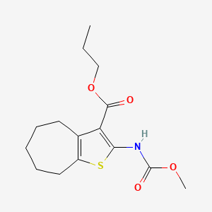molecular formula C15H21NO4S B4028408 propyl 2-[(methoxycarbonyl)amino]-5,6,7,8-tetrahydro-4H-cyclohepta[b]thiophene-3-carboxylate 