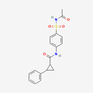 molecular formula C18H18N2O4S B4028656 N-{4-[(acetylamino)sulfonyl]phenyl}-2-phenylcyclopropanecarboxamide 