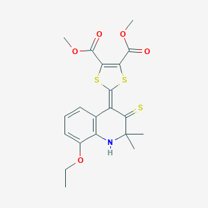 molecular formula C20H21NO5S3 B402868 dimethyl 2-(8-ethoxy-2,2-dimethyl-3-sulfanylidene-1H-quinolin-4-ylidene)-1,3-dithiole-4,5-dicarboxylate CAS No. 316361-18-9