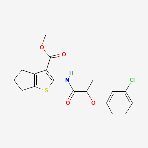 molecular formula C18H18ClNO4S B4028940 methyl 2-{[2-(3-chlorophenoxy)propanoyl]amino}-5,6-dihydro-4H-cyclopenta[b]thiophene-3-carboxylate 
