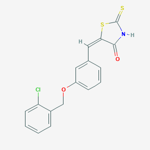 molecular formula C17H12ClNO2S2 B402927 (5E)-5-({3-[(2-CHLOROPHENYL)METHOXY]PHENYL}METHYLIDENE)-2-SULFANYLIDENE-1,3-THIAZOLIDIN-4-ONE 