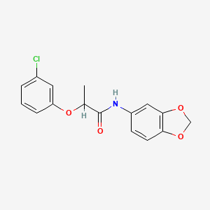 molecular formula C16H14ClNO4 B4029731 N-(1,3-benzodioxol-5-yl)-2-(3-chlorophenoxy)propanamide 