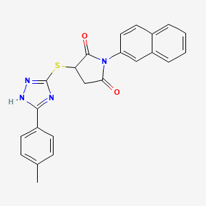 molecular formula C23H18N4O2S B4029969 3-{[5-(4-methylphenyl)-4H-1,2,4-triazol-3-yl]sulfanyl}-1-(naphthalen-2-yl)pyrrolidine-2,5-dione 