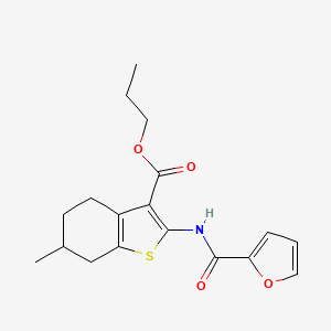 molecular formula C18H21NO4S B4030208 Propyl 2-[(furan-2-ylcarbonyl)amino]-6-methyl-4,5,6,7-tetrahydro-1-benzothiophene-3-carboxylate 