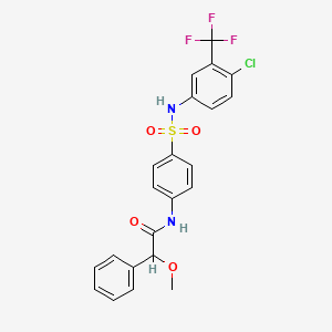 molecular formula C22H18ClF3N2O4S B4030221 N-[4-({[4-chloro-3-(trifluoromethyl)phenyl]amino}sulfonyl)phenyl]-2-methoxy-2-phenylacetamide 
