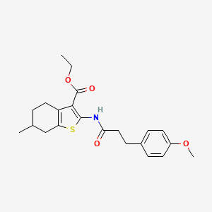 molecular formula C22H27NO4S B4030292 ethyl 2-{[3-(4-methoxyphenyl)propanoyl]amino}-6-methyl-4,5,6,7-tetrahydro-1-benzothiophene-3-carboxylate 
