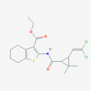 molecular formula C19H23Cl2NO3S B403035 ETHYL 2-[3-(2,2-DICHLOROETHENYL)-2,2-DIMETHYLCYCLOPROPANEAMIDO]-4,5,6,7-TETRAHYDRO-1-BENZOTHIOPHENE-3-CARBOXYLATE 