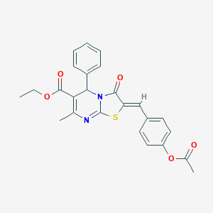 molecular formula C25H22N2O5S B403074 ethyl 2-[4-(acetyloxy)benzylidene]-7-methyl-3-oxo-5-phenyl-2,3-dihydro-5H-[1,3]thiazolo[3,2-a]pyrimidine-6-carboxylate 