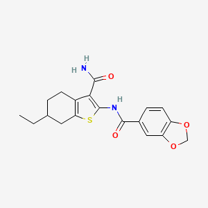 molecular formula C19H20N2O4S B4031076 N-(3-carbamoyl-6-ethyl-4,5,6,7-tetrahydro-1-benzothiophen-2-yl)-1,3-benzodioxole-5-carboxamide 