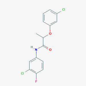molecular formula C15H12Cl2FNO2 B4031243 N-(3-chloro-4-fluorophenyl)-2-(3-chlorophenoxy)propanamide 