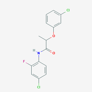 molecular formula C15H12Cl2FNO2 B4031299 N-(4-chloro-2-fluorophenyl)-2-(3-chlorophenoxy)propanamide 