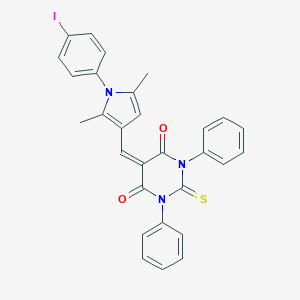 molecular formula C29H22IN3O2S B403143 5-{[1-(4-iodophenyl)-2,5-dimethyl-1H-pyrrol-3-yl]methylene}-1,3-diphenyl-2-thioxodihydro-4,6(1H,5H)-pyrimidinedione 
